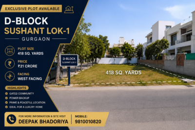 Exclusive Residential Plot for Sale 418sq.yd | Sushant Lok-1, Gurgaon@9810010820